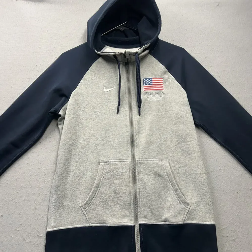 Nike Team USA Therma Fit Hoodie Womens M Olympic‎ Full Zip USA Patch Team USA